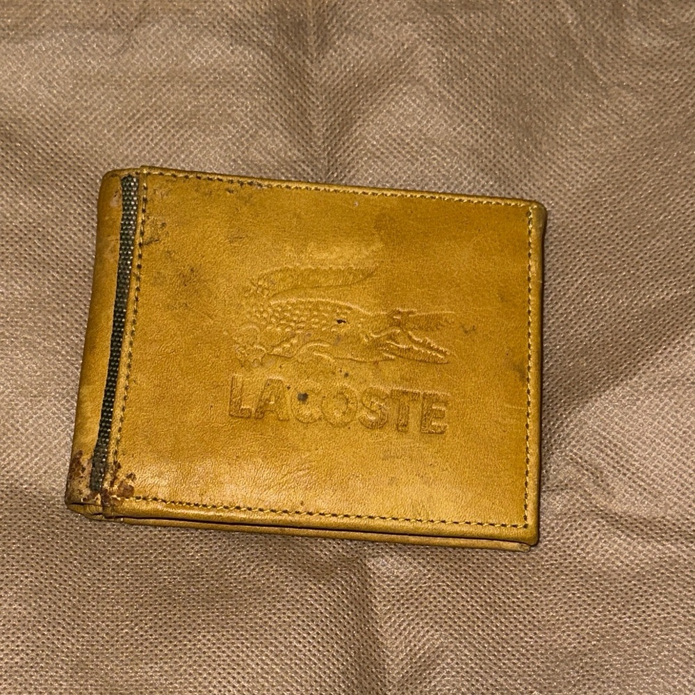 Lacoste Men's Mustard Leather Card Holder